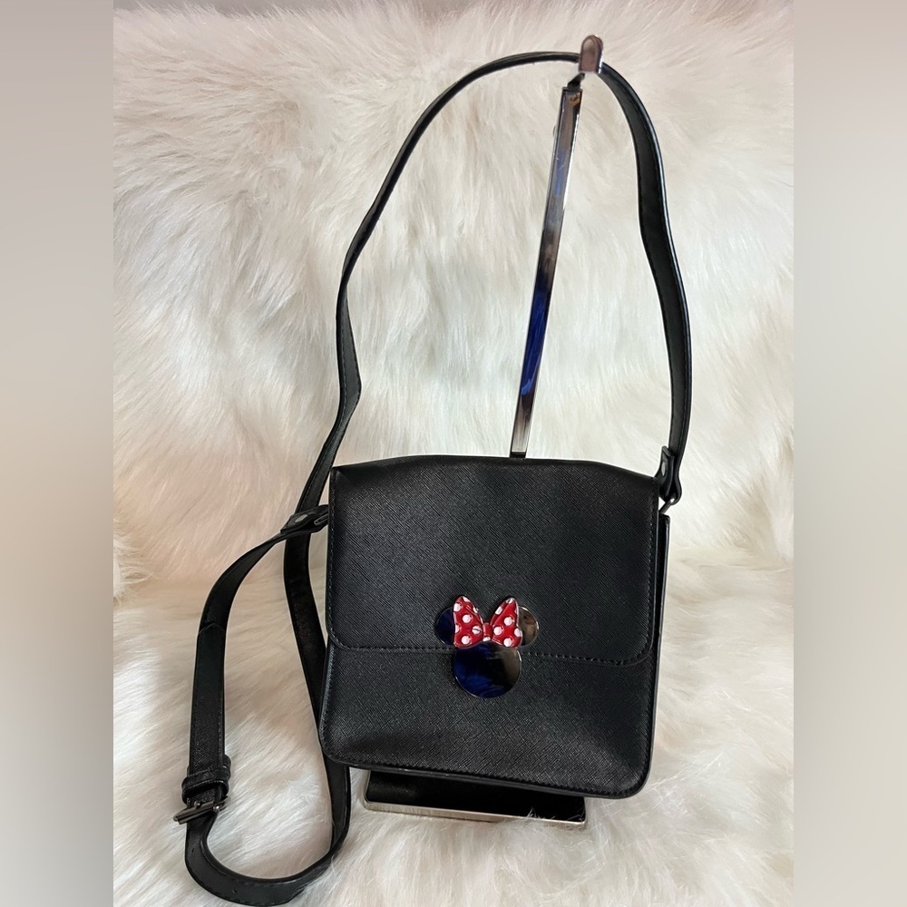Disney Minnie Mouse black satchel Bag Crossbody Black Magnetic Closure Handbag - Picture 2 of 5